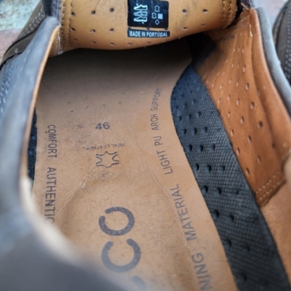 46 ECCO Fusion 2 Coffee Brown  Leather Slip On Loafer Oxford Shoe Men 12 12.5 - Picture 9 of 11